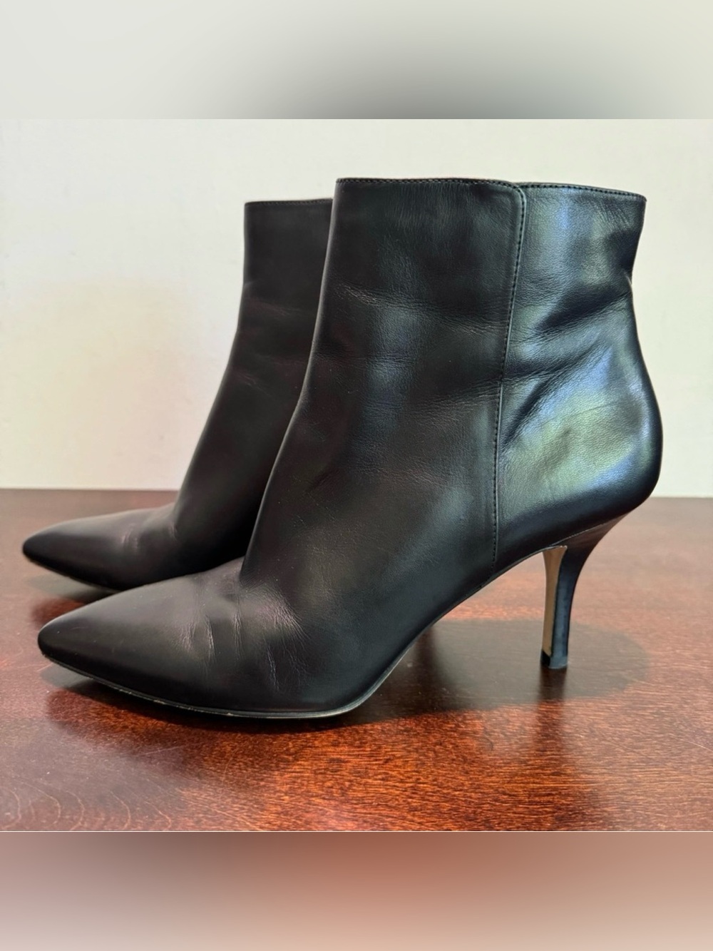 Michael Kors Black‎ Leather Heeled Ankle Boots Booties Career City Size 10M